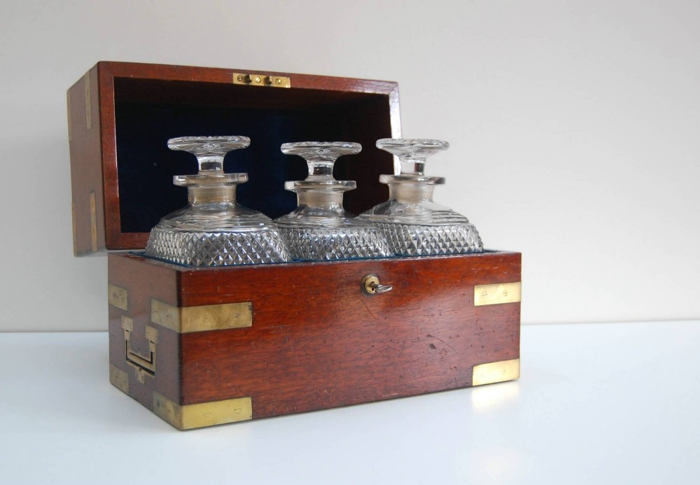 Early Victorian Campaign Triple Decanter Set