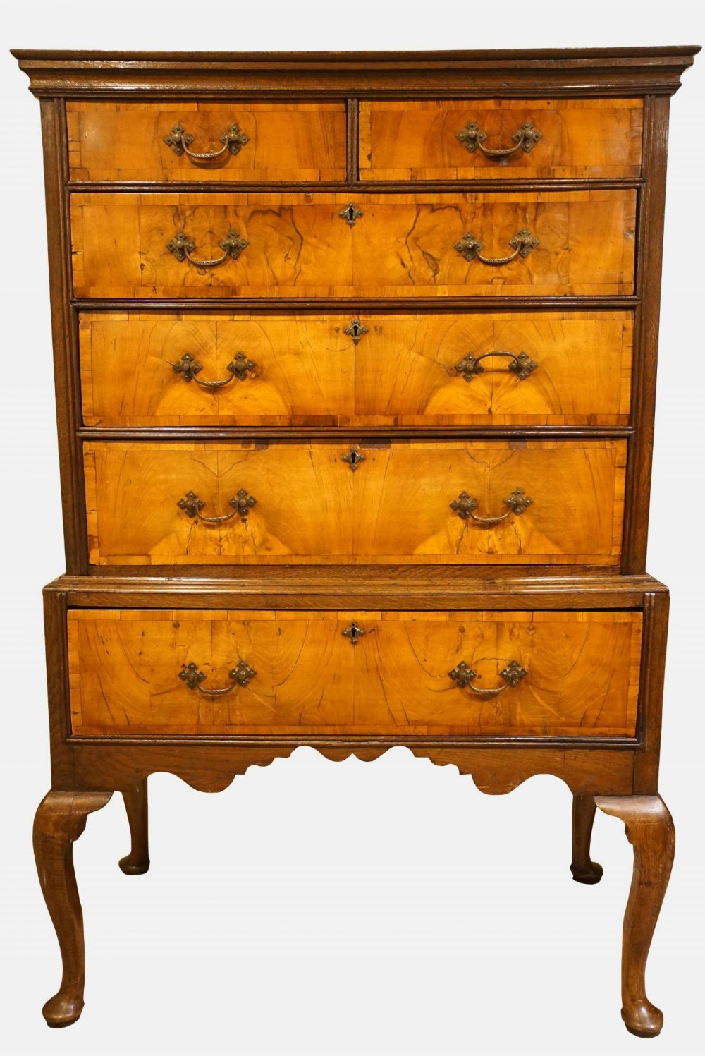An 18thC Walnut & Oak Chest on Stand