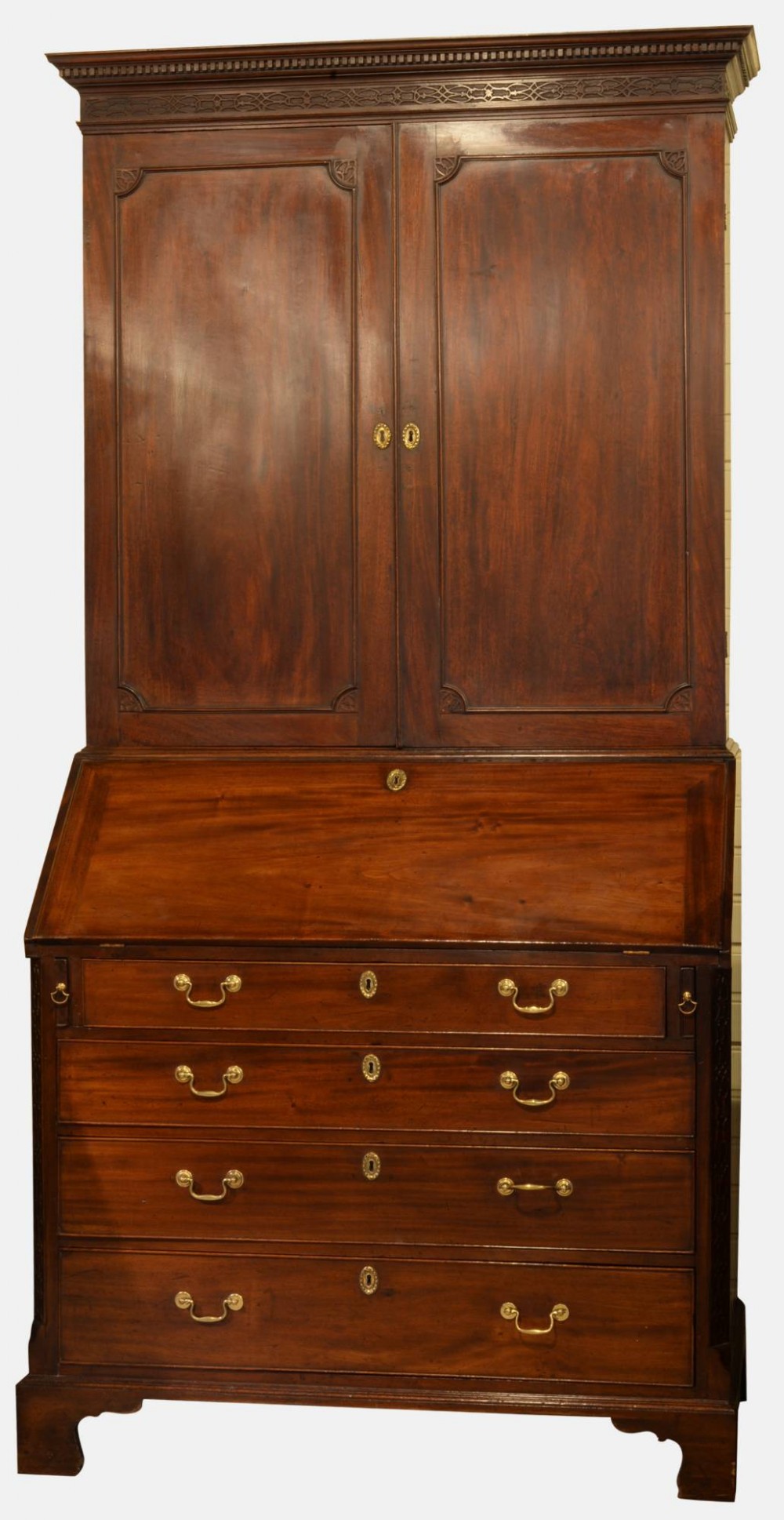 George III Chippendale Style Bureau Bookcase