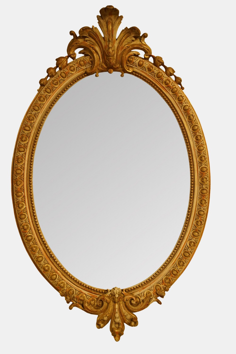 Antique French Oval Crested Mirror