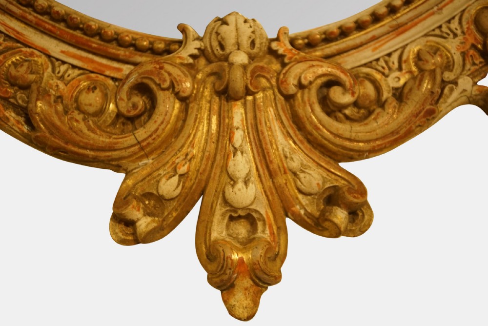 Antique French Oval Crested Mirror View II