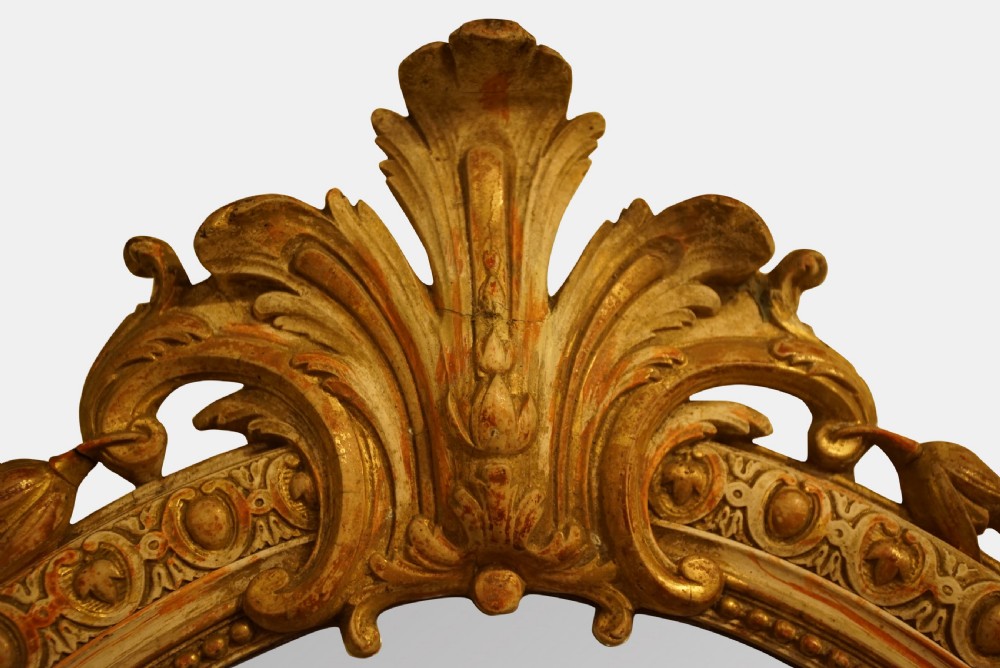 Antique French Oval Crested Mirror View III