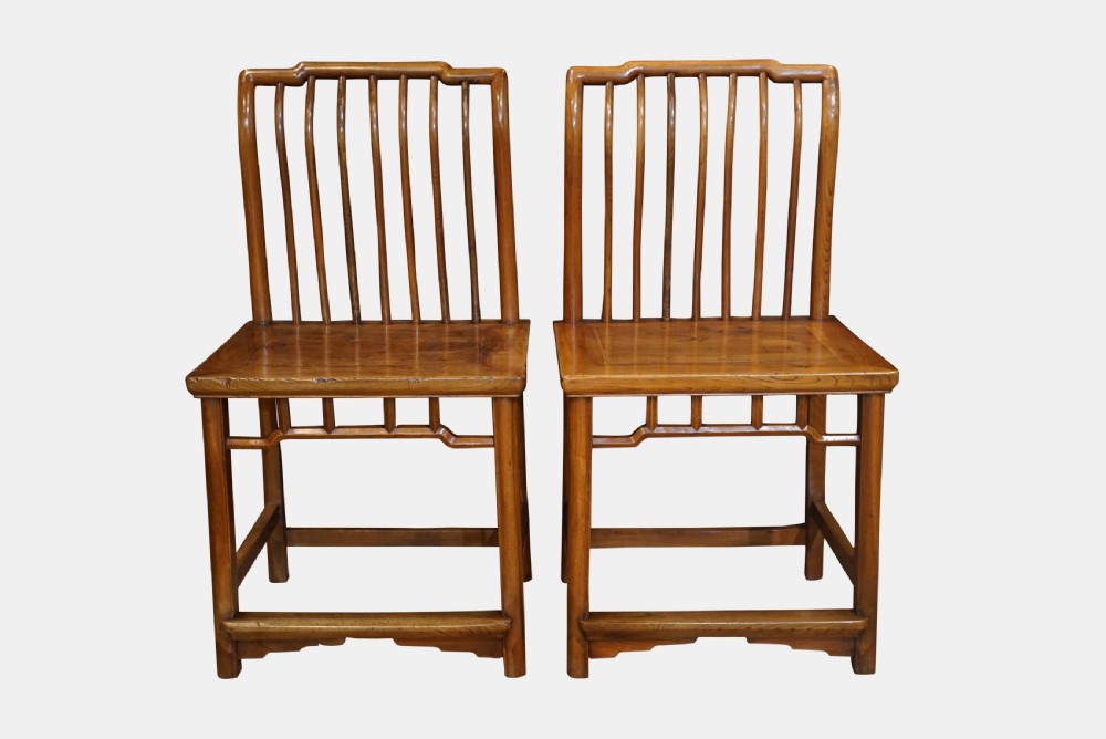 Pair of Elm Chinese Side Chairs