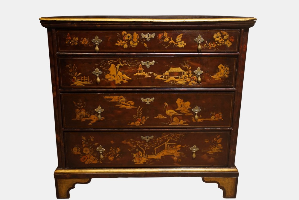 Early 18thC Lacquered Oak Chest of Drawers