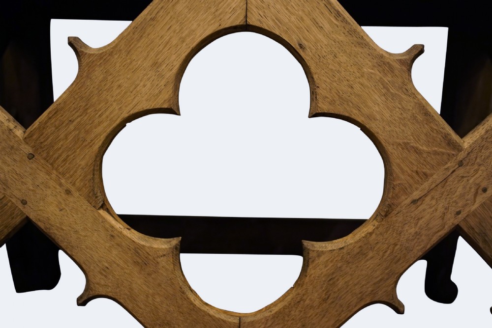 English Oak Gothic Console Table. View V