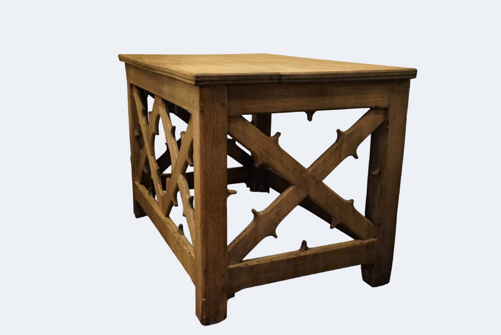 English Oak Gothic Console Table. View VI