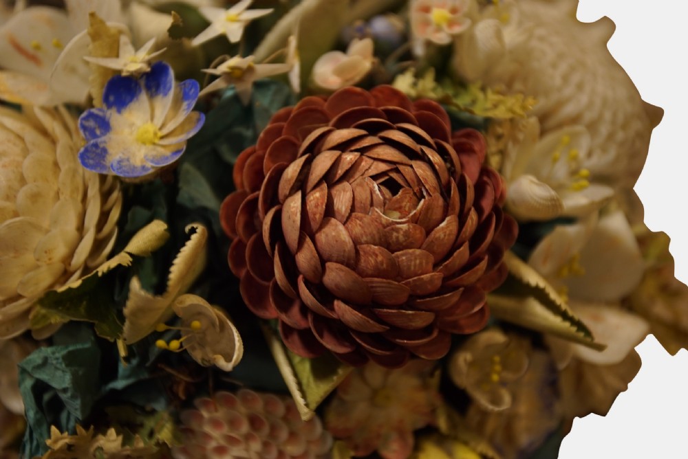 19thC Shell and Fabric Floral Display
 View II