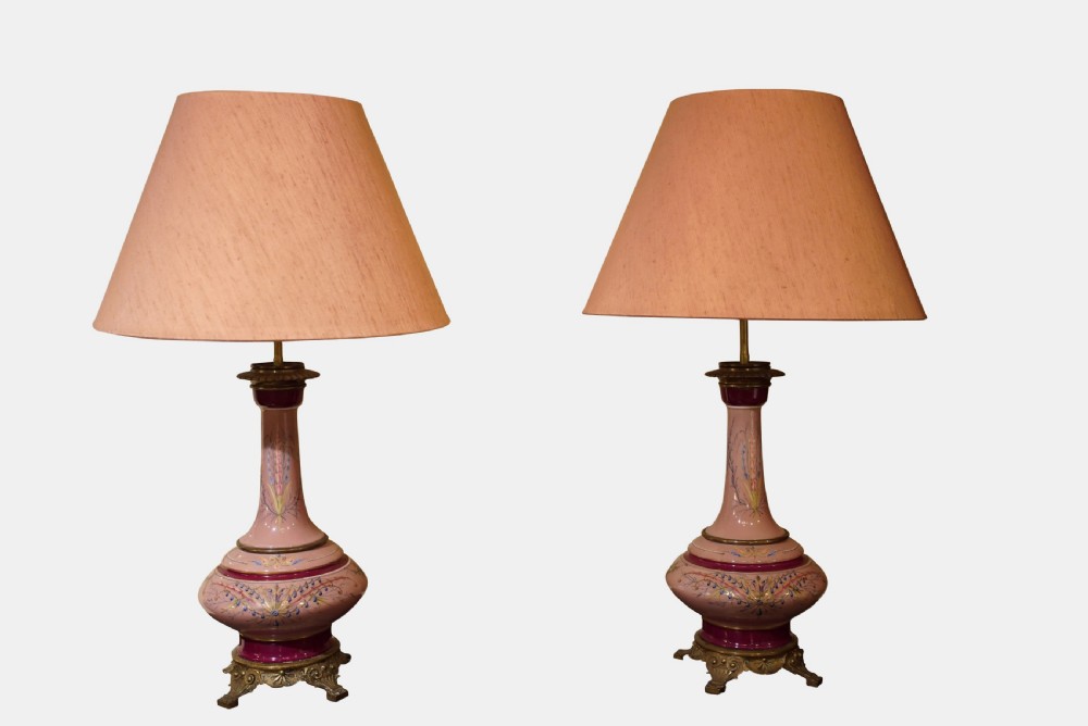 Pair of French Porcelain Table Lamps