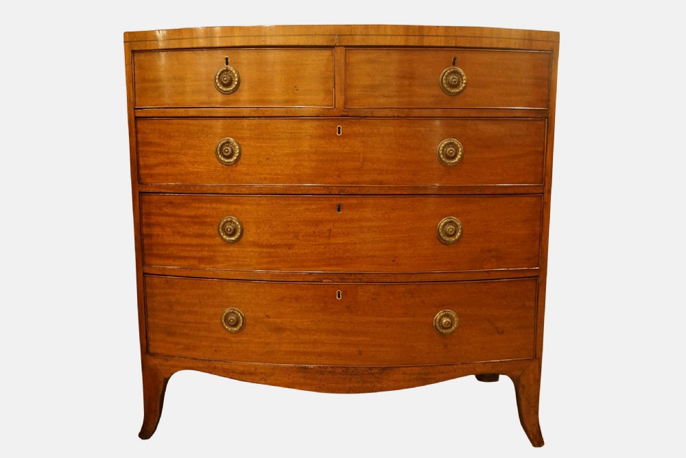 Geo III Mahogany Bow Front Chest of Drawers