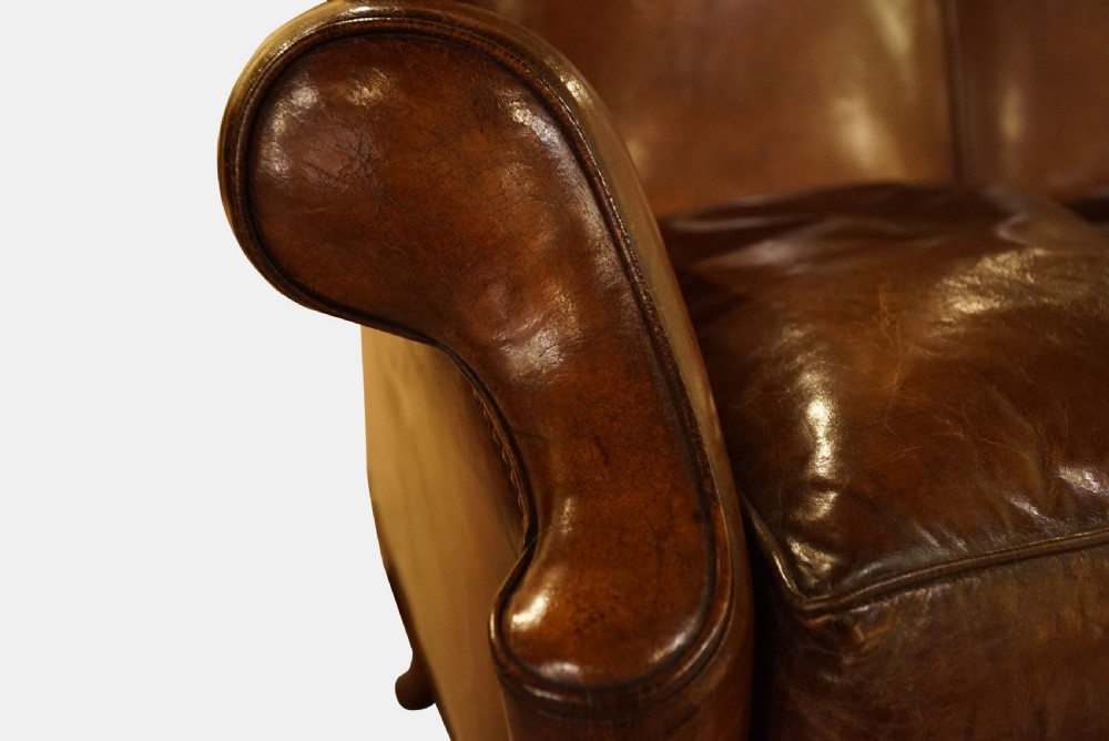 Triple Back Leather Settee C1910
 View IV