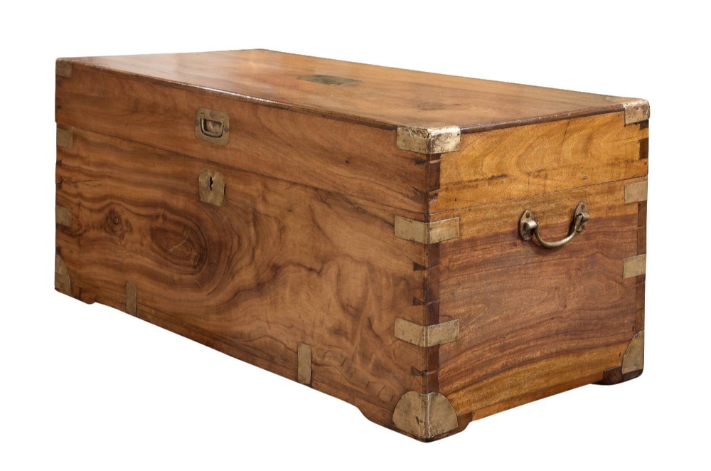 Victorian Brass Band Camphor Wood Trunk