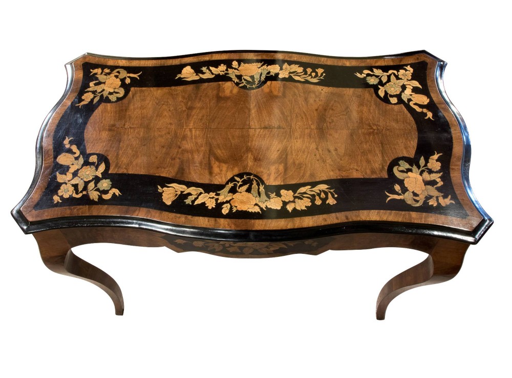 Walnut & Floral Marquetry Table
