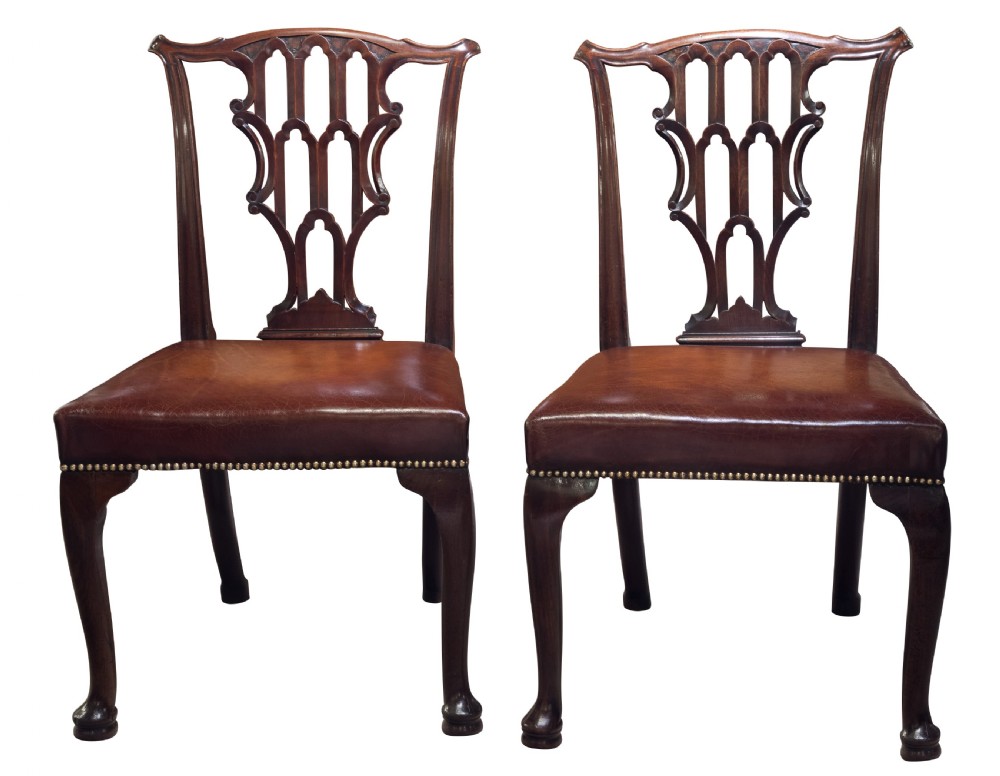 Geo II Pair of Mahogany Side Chairs