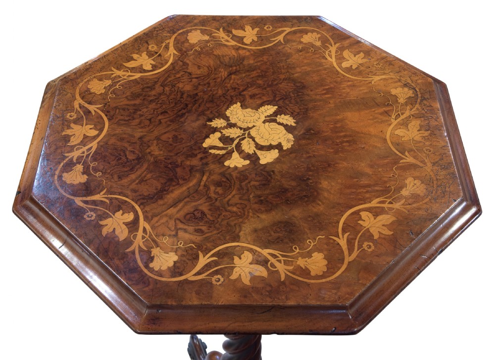 Walnut & Marquetry Wine Table C1860 View II
