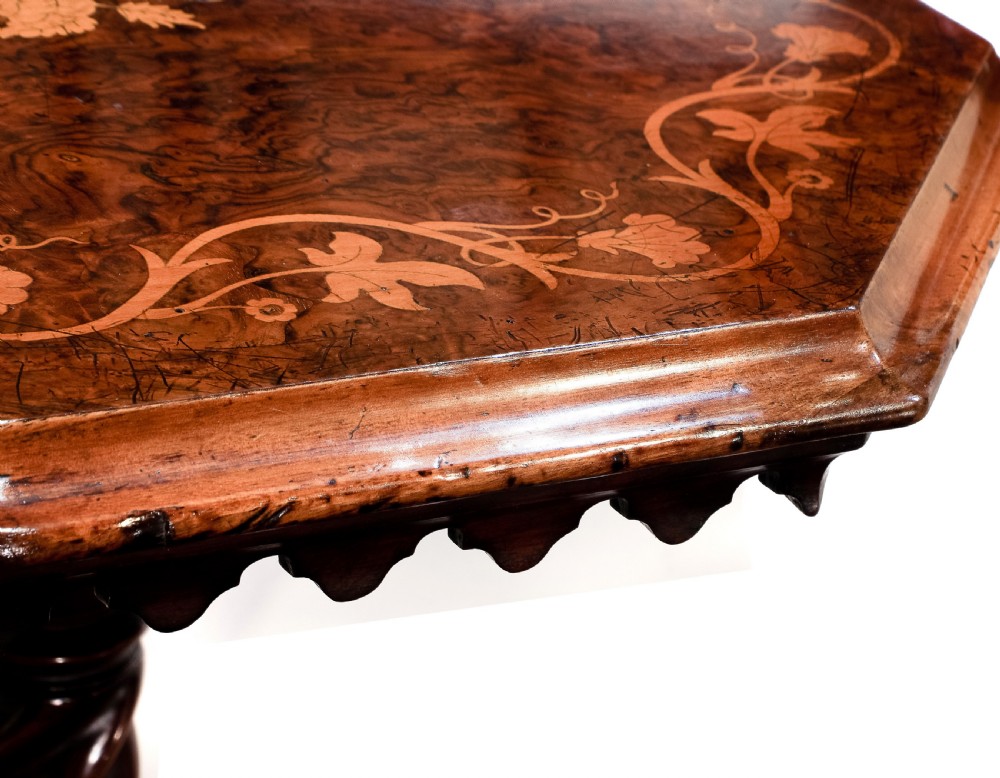 Walnut & Marquetry Wine Table C1860 View IX