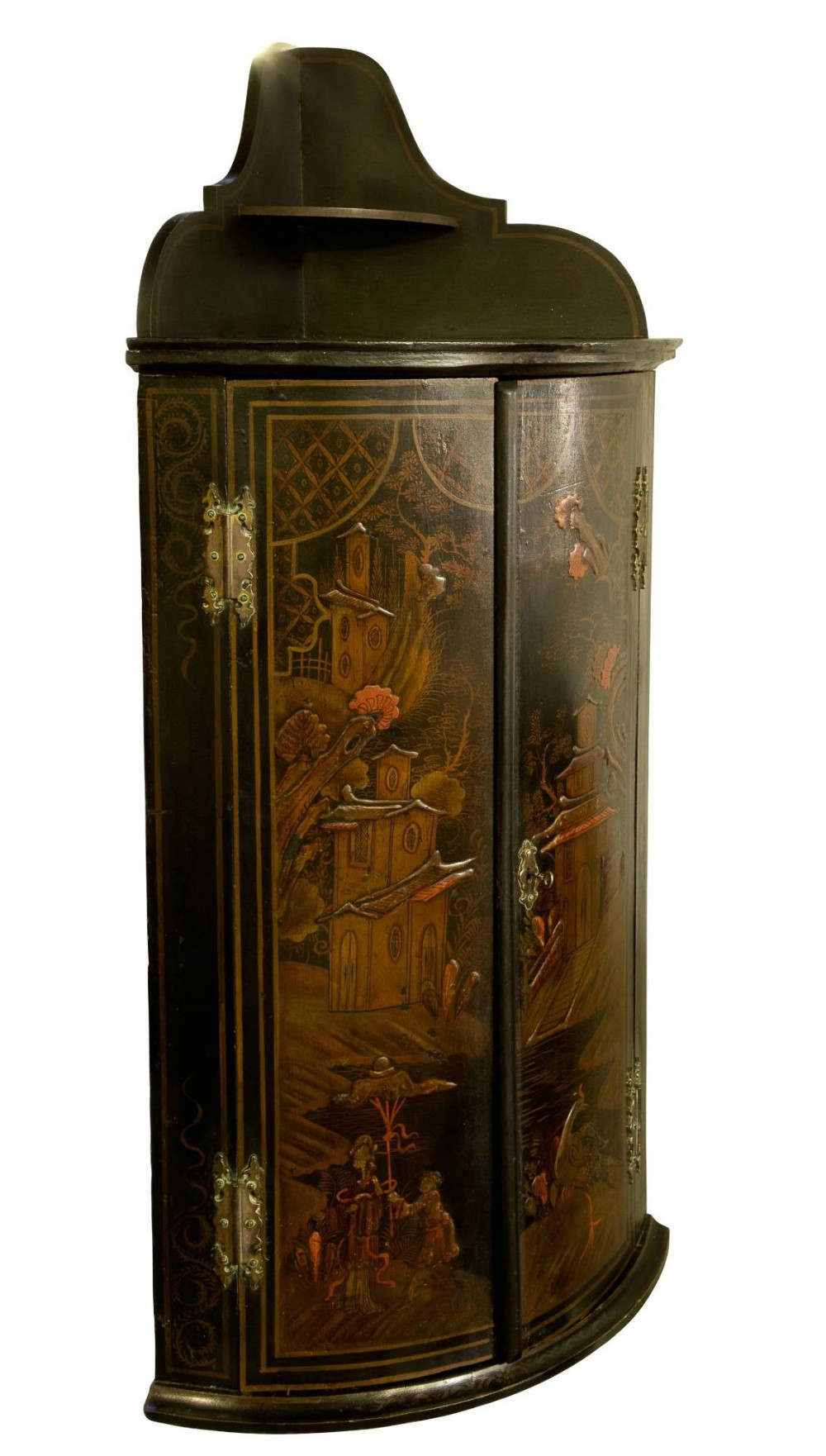 18thC Dutch Lacquer Corner Cupboard