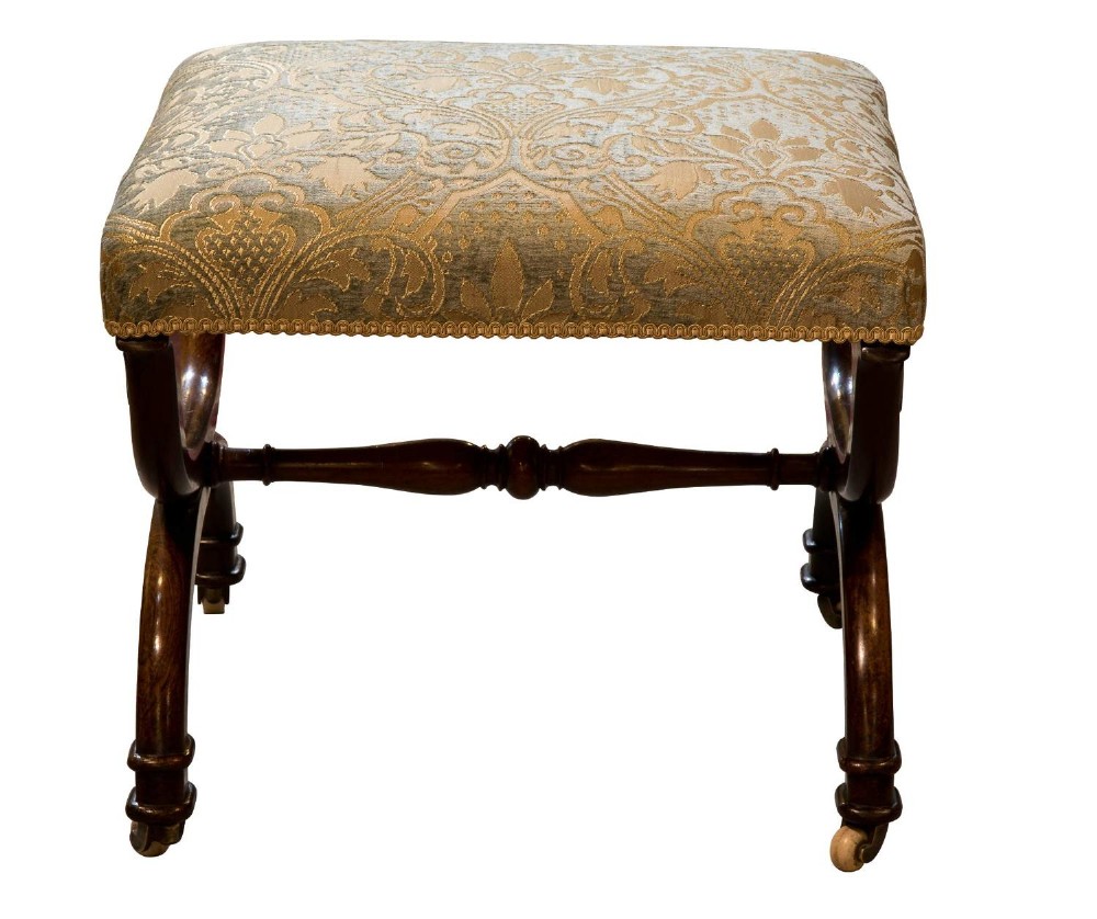 Early 19th C Rosewood X-frame Stool