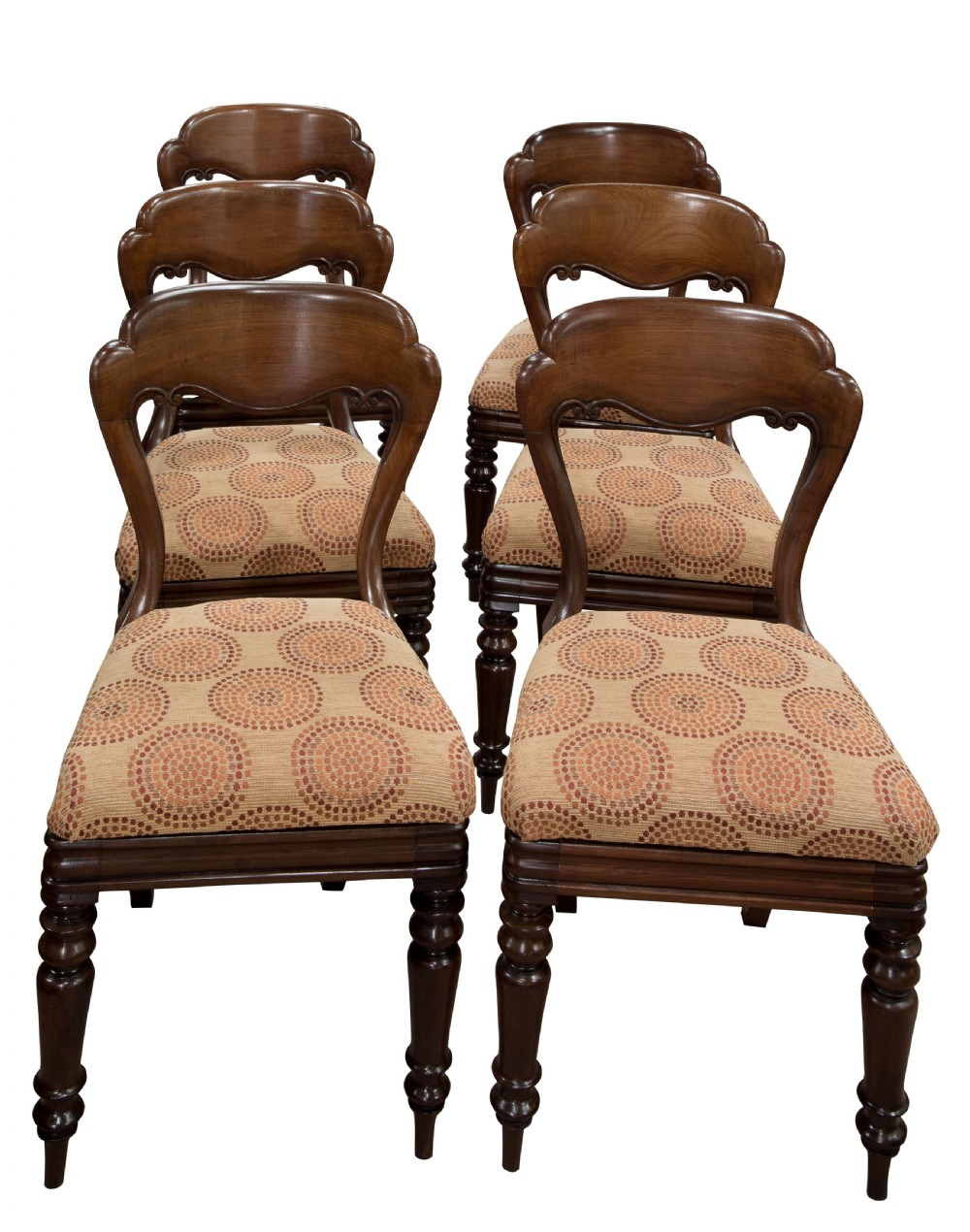 Six Victorian Balloon Back Dining Chairs