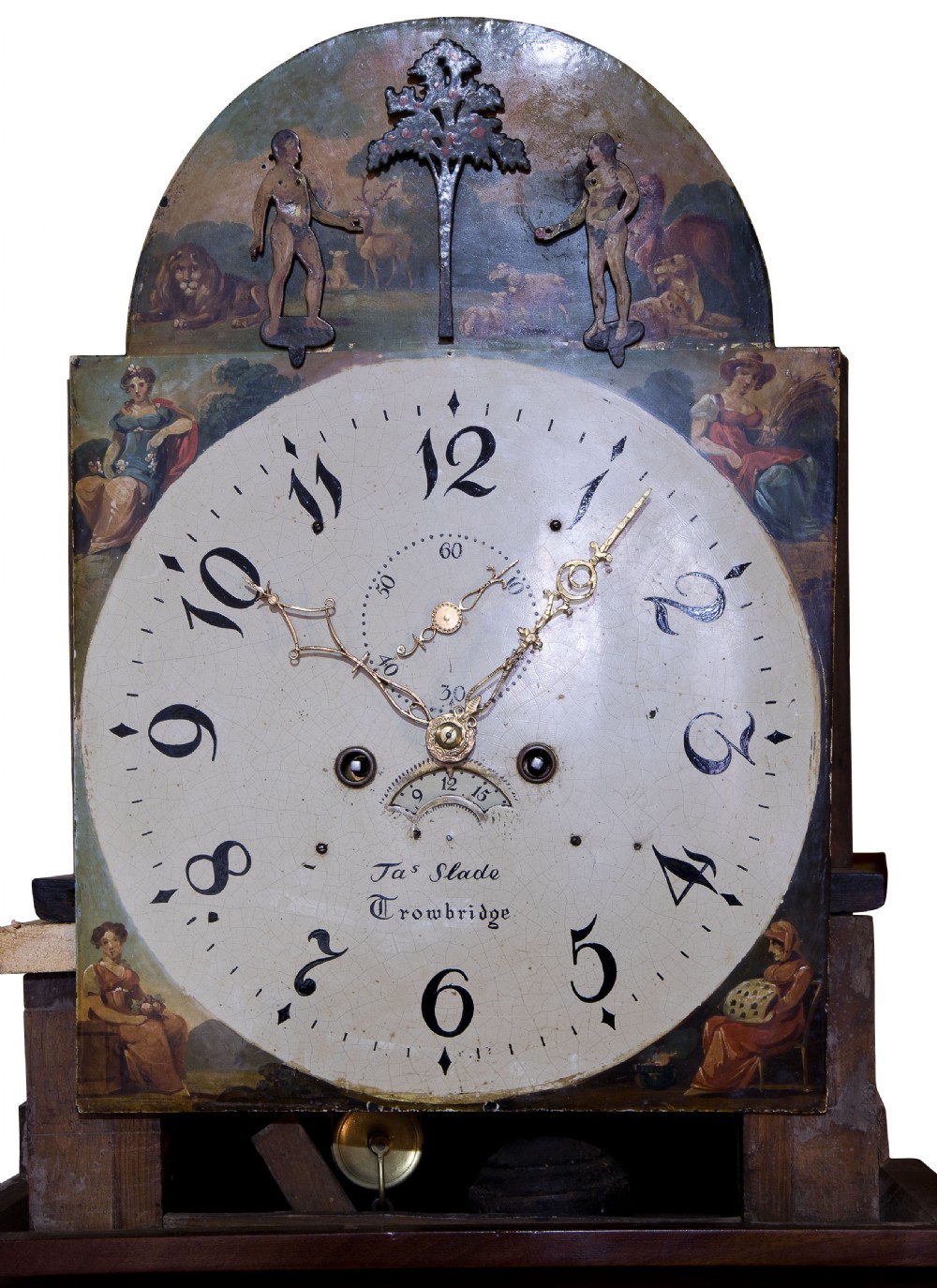 Mahogany Long Case Clock-Jas Slade, Trowbridge View III