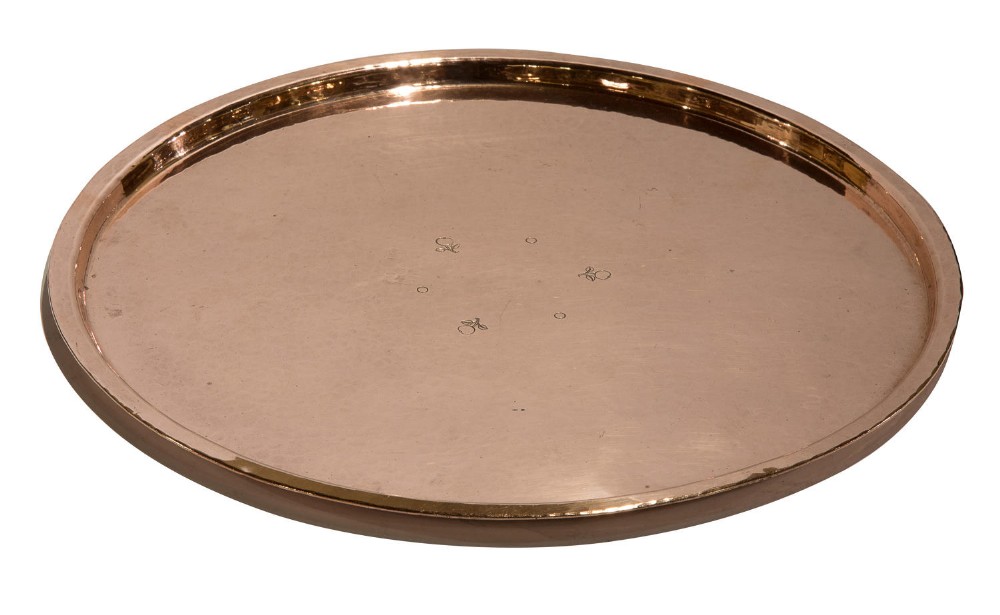Arts & Crafts round copper tray c1900