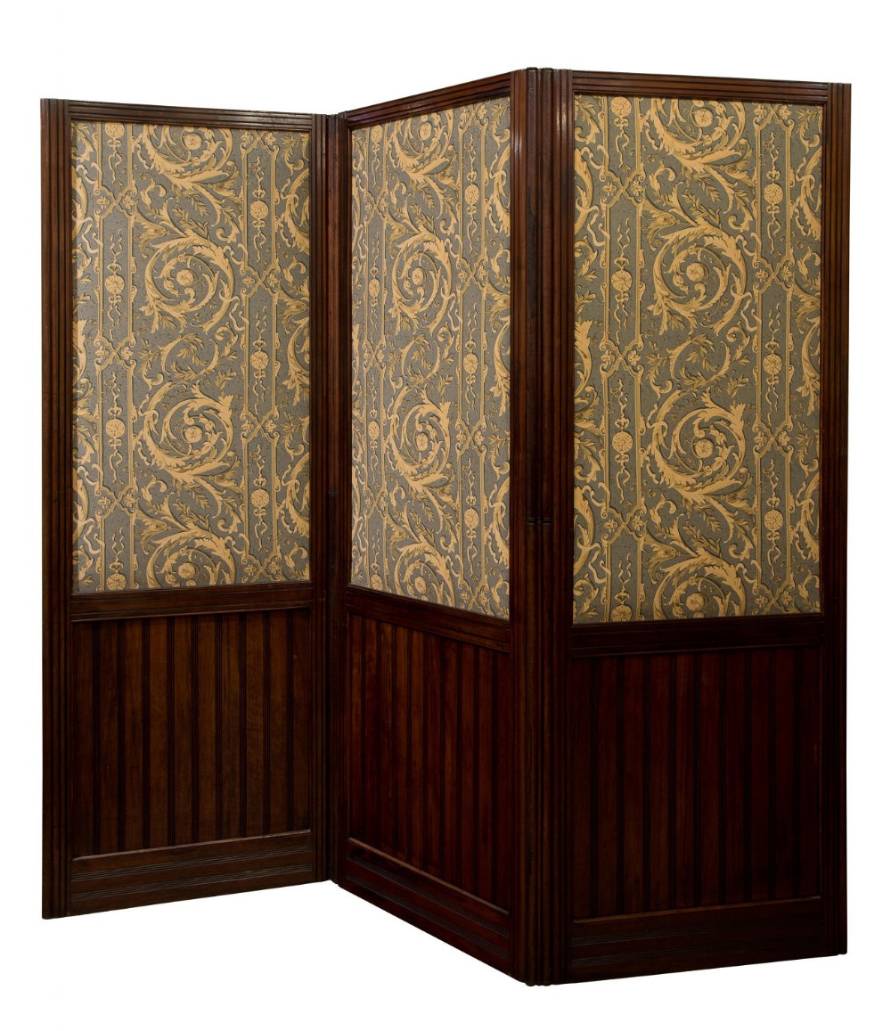 Mahogany three-fold screen c1850