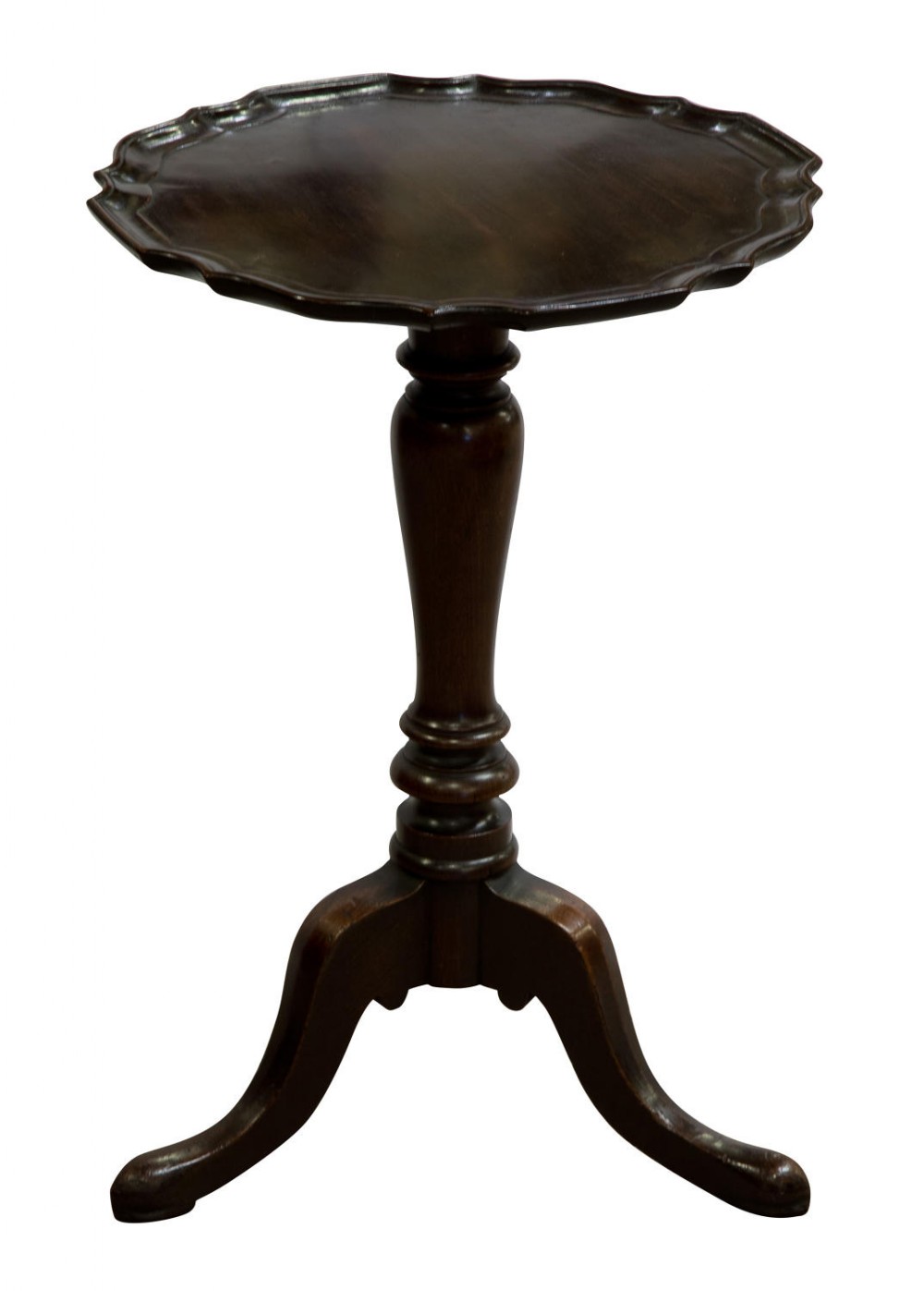 George III style mahogany piecrust rim wine table