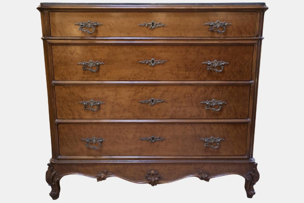 An Italian Marble Topped Amboyna Commode