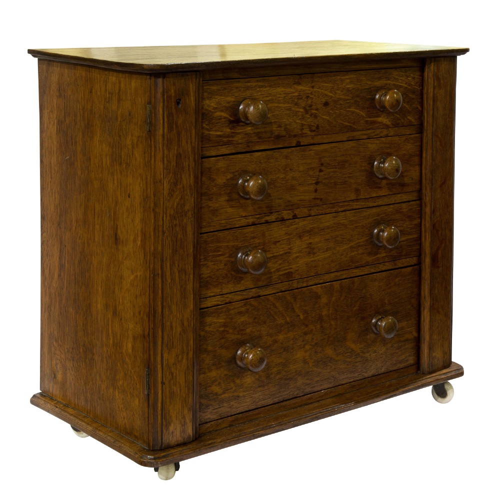 Miniature Oak Wellington Chest c1860