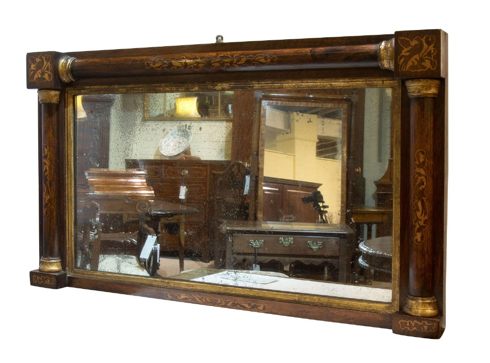 Rosewood and marquetry mirror c1840