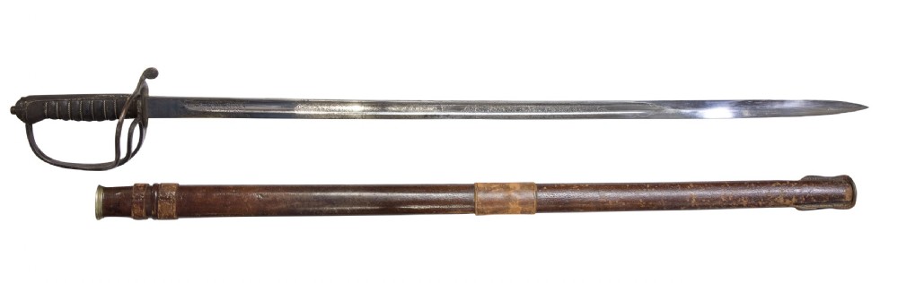 Royal Artillery officers sword in its leather field scabbard View II