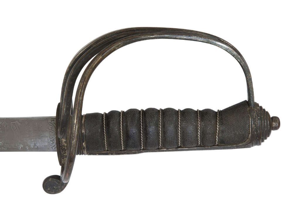 Royal Artillery officers sword in its leather field scabbard View III