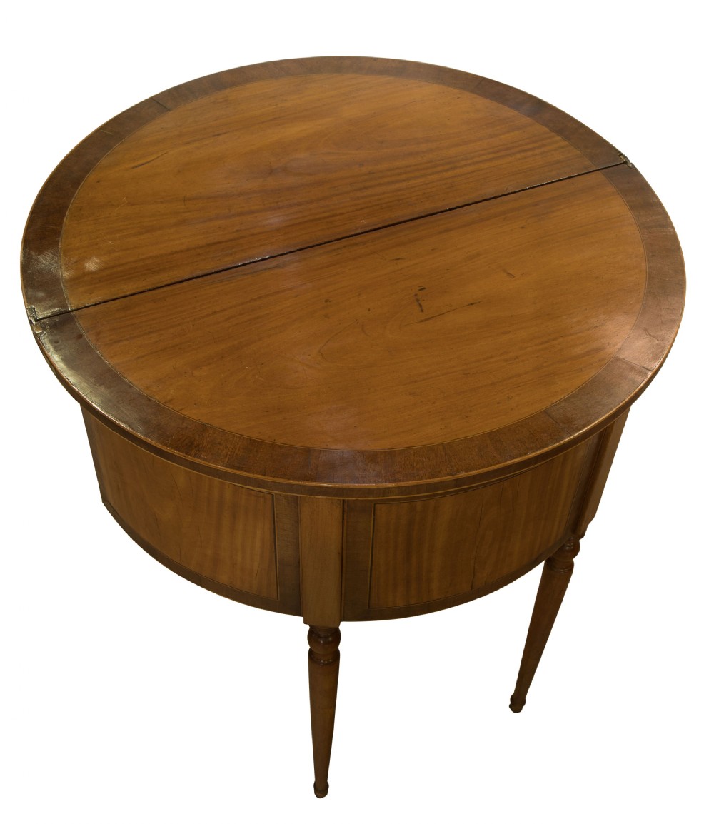 George III style century satinwood demi-lune commode View III