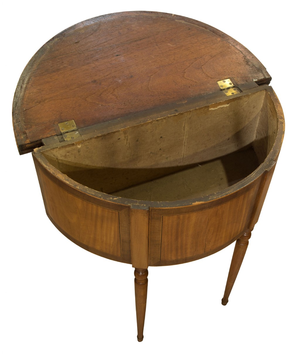 George III style century satinwood demi-lune commode View IV