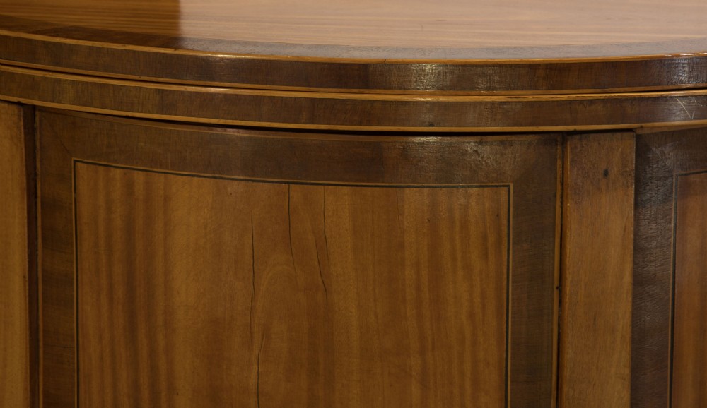 George III style century satinwood demi-lune commode View VI