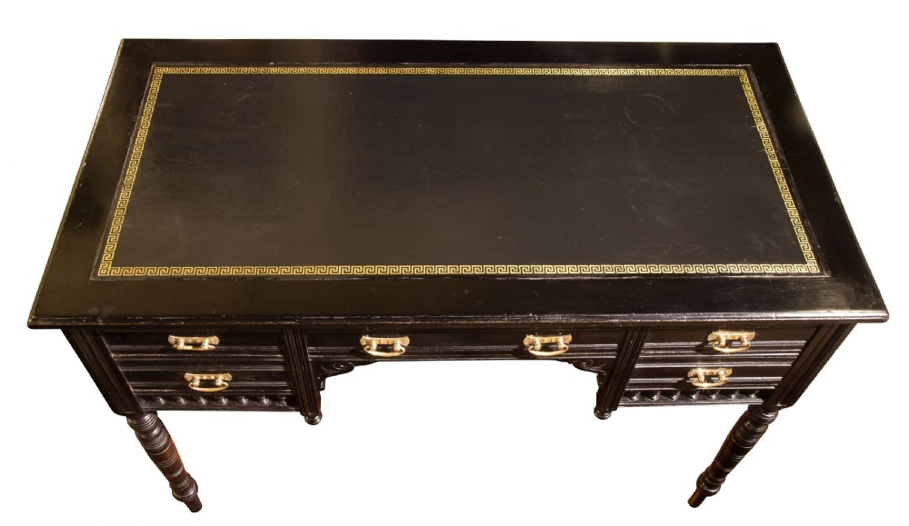 Aesthetic period ebonised writing table by James Shoolbred & Co View IV