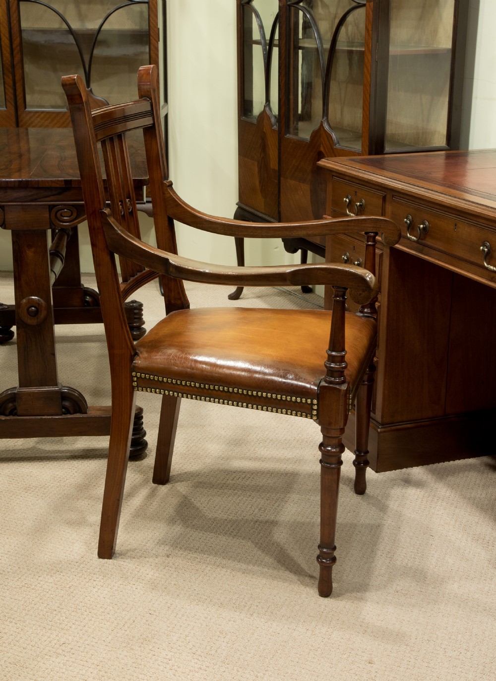 Edwardian decorative mahogany desk chair View IX