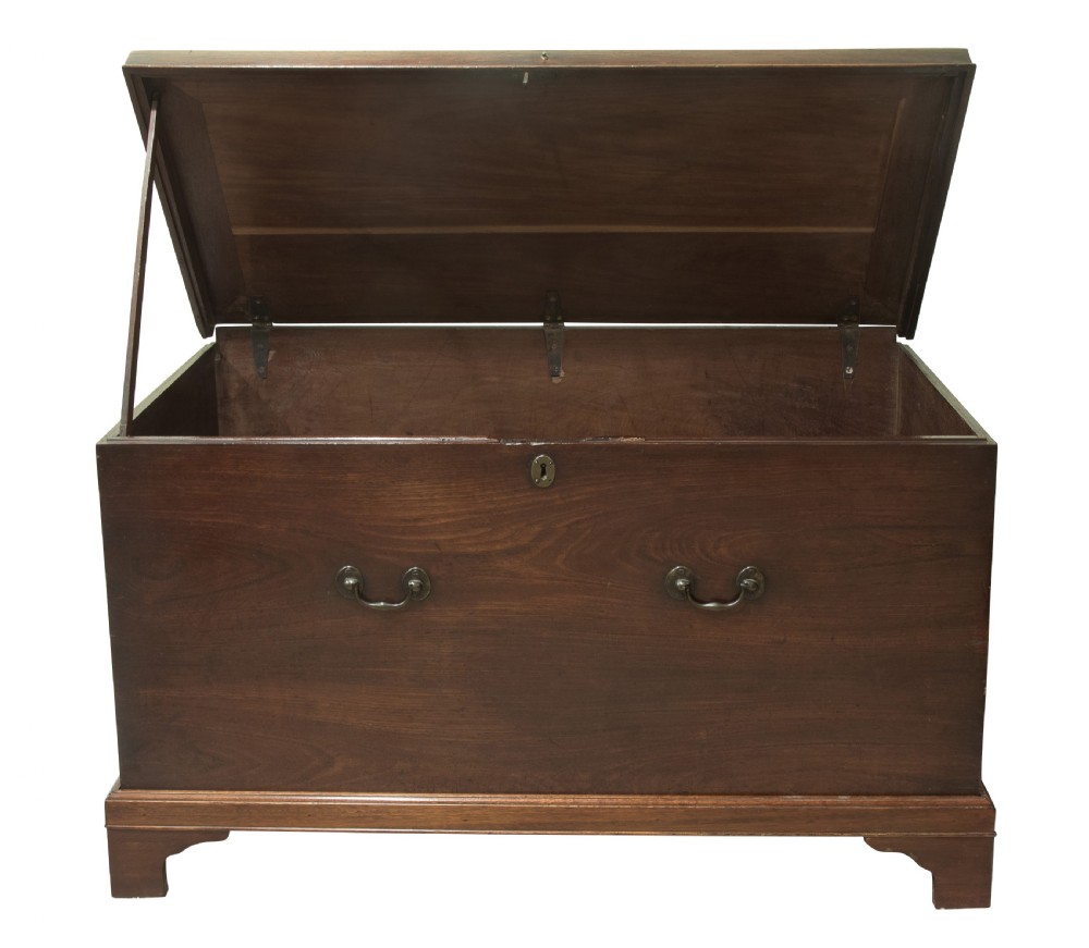 George III mahogany storage chest with bronze handles View II