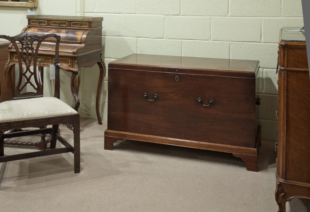George III mahogany storage chest with bronze handles View X