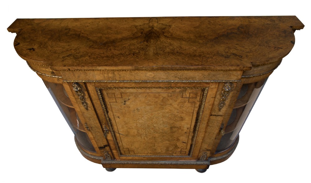 Victorian inlaid walnut & bow-ended credenza c1860 View IV