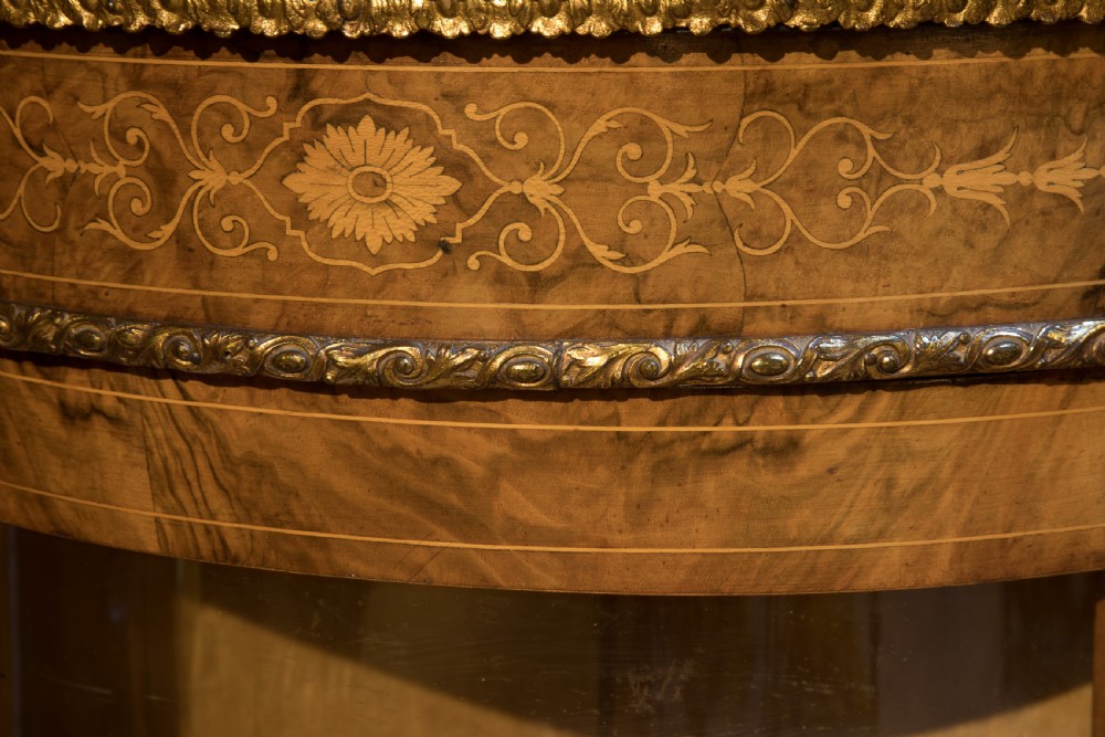 Victorian inlaid walnut & bow-ended credenza c1860 View IX