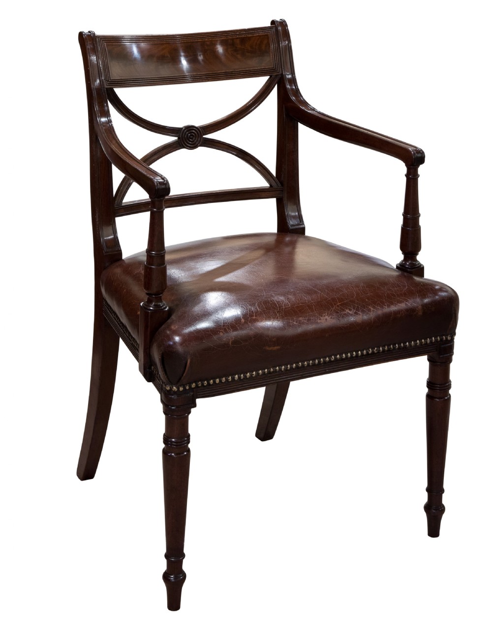 George III mahogany & leather desk chair c1800