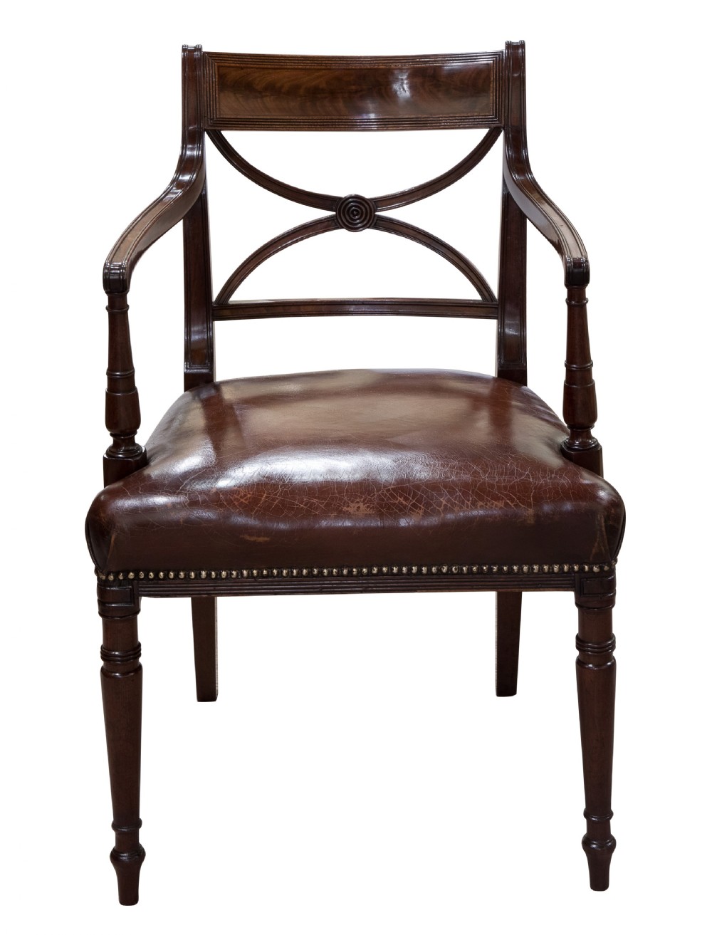 George III mahogany & leather desk chair c1800 View II