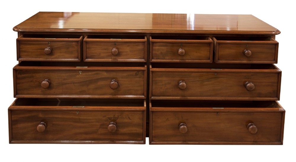 Rare 19thC double bank chest of drawers c1850 View IV