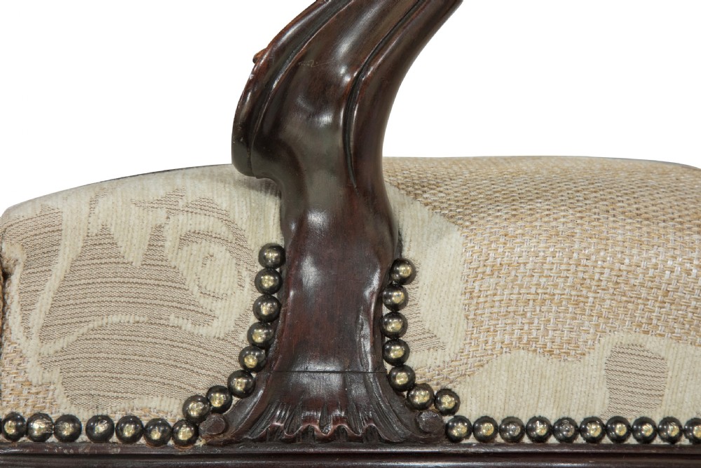 Chippendale revival mahogany carved arm chair c1890 View IX