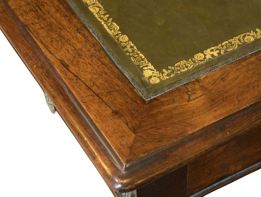 19thC Writing table with tooled leather top View VI