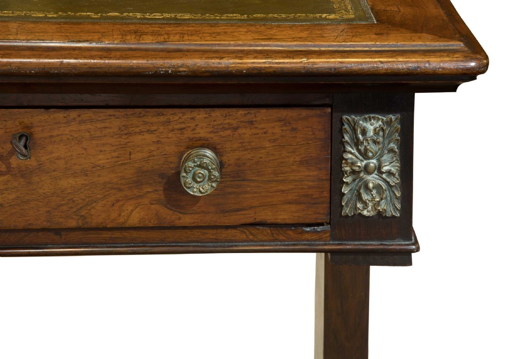 19thC Writing table with tooled leather top View VII