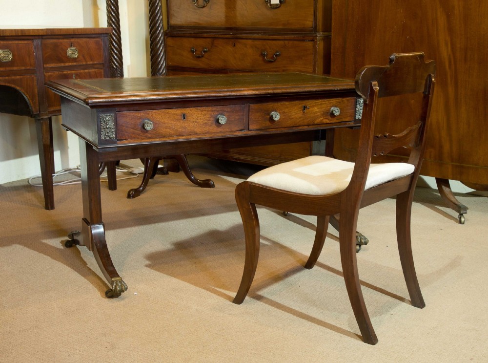 19thC Writing table with tooled leather top View VIII