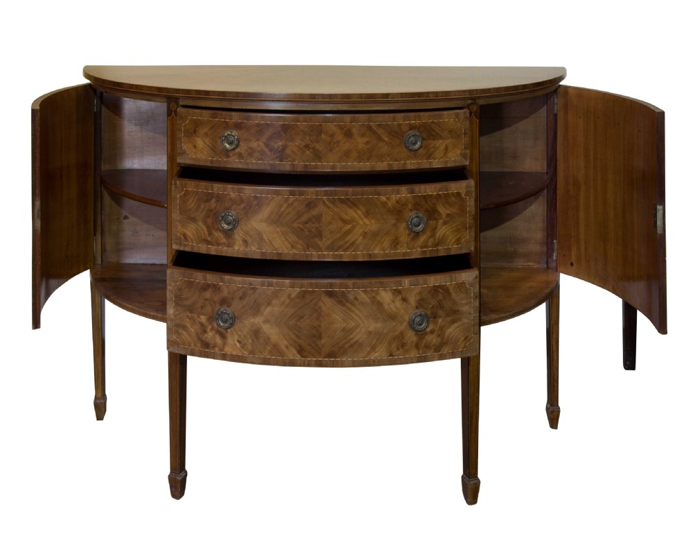 19thC Sheraton revival bow front sideboard View III