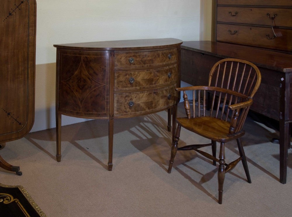 19thC Sheraton revival bow front sideboard View VI