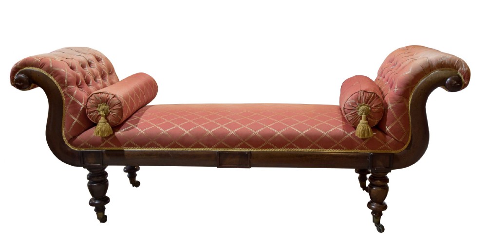 Regency mahogany settee with scrolled ends c1830 View III